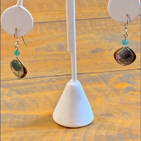 Trio of Boho Teal Blue Green Dangle Earrings - Picture 9 of 11